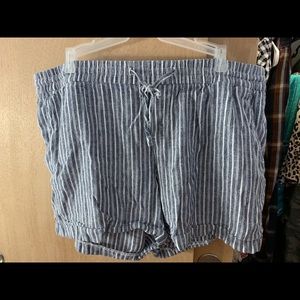 Old navy blue and white striped shorts.